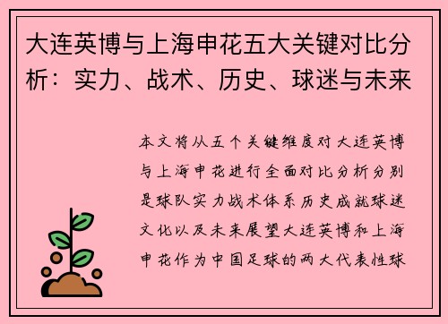大连英博与上海申花五大关键对比分析：实力、战术、历史、球迷与未来展望