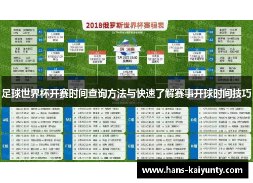 足球世界杯开赛时间查询方法与快速了解赛事开球时间技巧